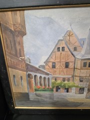 E. Huber Framed Oil Painting Cityscape Paris Medium Canvas Original Signed rare