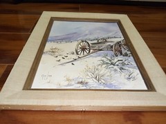 Original Mimi Jobe Signed Painting Wagon Western / Nevada 1978 – Rare Vintage