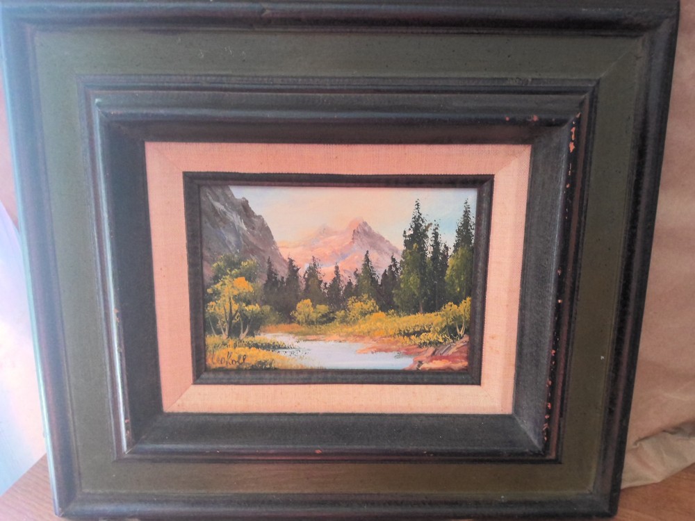 VINTAGE LANDSCAPE OIL IN LARGE DARK WOOD FRAME