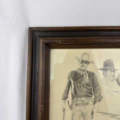 Artwork of John Wayne „The Duke“ 1975 by Glen Banse Framed 16”x13”
