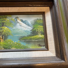 VTG Signed Original Reeves Framed Oil Painting River Landscape Mountains 14×12