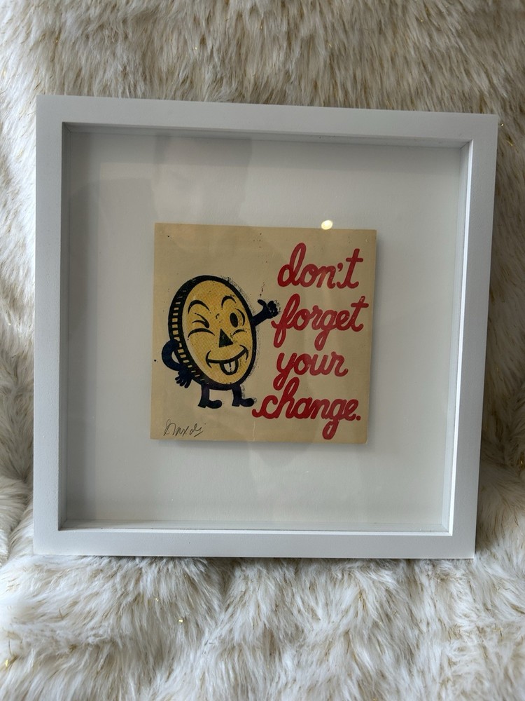 Gary Taxali Original Gocco Print “Don’t Forget Your Change“ – Museum framed