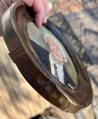 Vtg Oil Painting PAIR – Elderly Woman and Man Portraits Framed – Kitschy Cute !