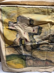 Religious “Stairway to Heaven” Painting on Fabric – Vintage Christian Artwork