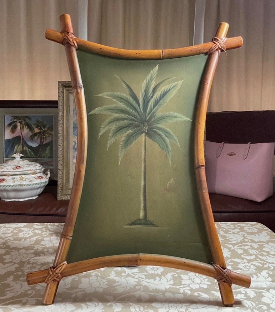 Bamboo Tiki Wall Art Palm Tree Tropical Coastal Decor Hanging 27.5 in x 19.75 in