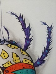 Original Art Acrylic Painting Insect Tick Colors Original Size 9 x 12 inches