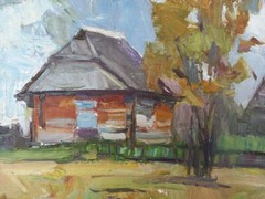 Oil painting Foggy morning Landscape Ukrainian painter Canvas original decor