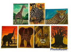 7/Unique Original African Wildlife Painting 4-5/8”x6-1/2”on Postcard, by ZIKHALI