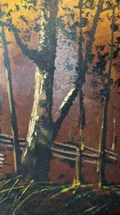 Lee Reynolds, Van Gaard Original Large Mid-century Oil On board, Covered Bridge
