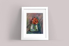 Original Art Vase Of Flowers 8×10 in – Acrylic – Abstract Flower Colorful Signed
