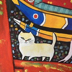 Wu Chi Yong Modernist Artist Watercolor Gouache Originals Set, Mother Child Cat