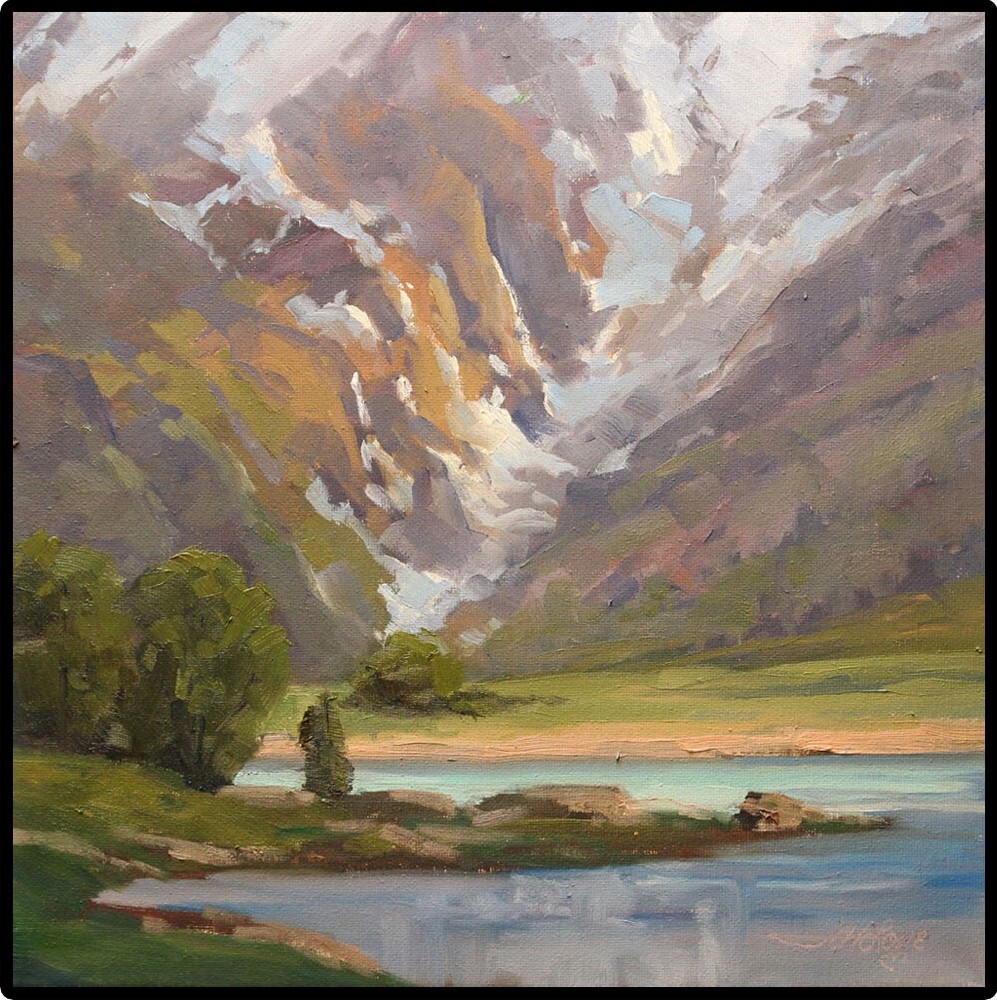 Jeff Love Art Original Oil Painting Western Landscape Snowy Mountain Glacier