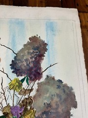 C.1960 Watercolor, Double Sided 30″ x 22.5″ Veritable Papier D’Arches Torchon