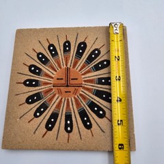 Navajo Style Sandpainting 6×6 “Sun & Eagle” Tile – Read Description