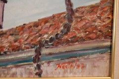 FRAMED ORIGINAL OIL BENT COLONIAL STREET LIGHTS THE AMERICAS ARTIST: HECTO VIDAL