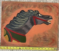 carousel horse oil painting Signed P. H. Roscoe
