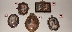 Antique Victorian Era Double Miniature Lady Portrait Framed & Signed.