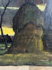 1935 Original Urbain Gerlo Oil On Canvas Belgian Winter Haystacks Signed