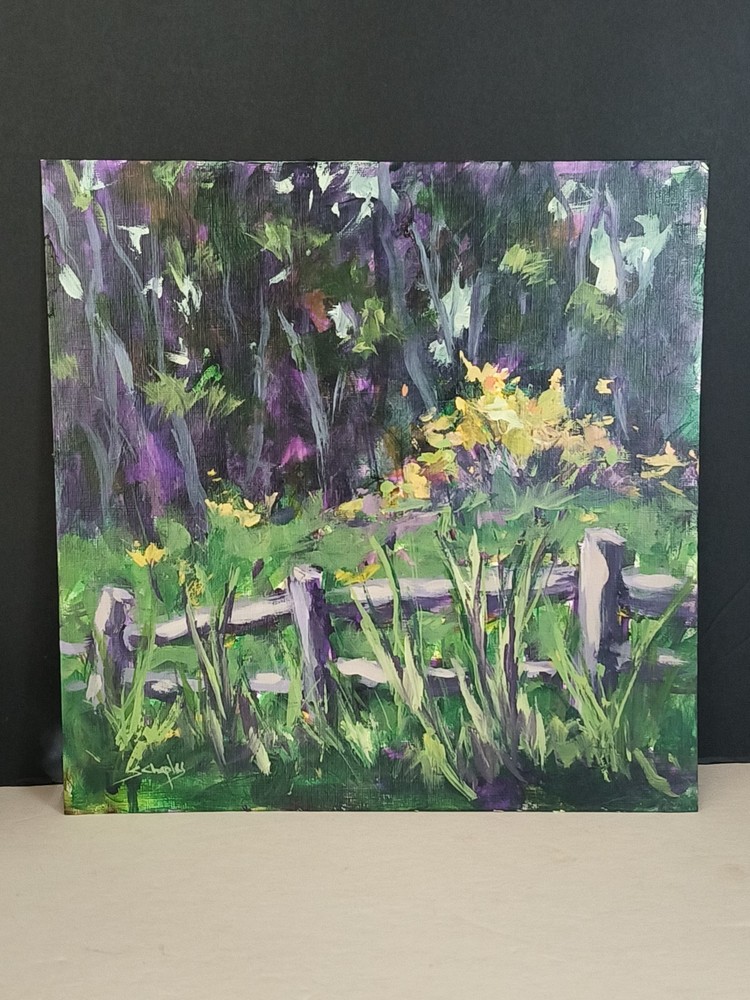 Medium Square Original Art Signed S Chaples Summer Meadow Ready To Frame