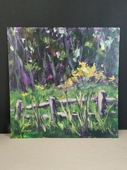 Medium Square Original Art Signed S Chaples Summer Meadow Ready To Frame