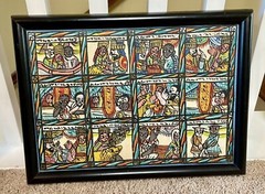 Vintage Ethiopian Biblical Religious Story Painting African Folk Art 16” X 12”