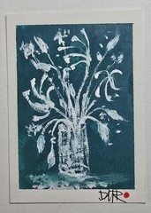 Original ACEO Flowers Teal/White Watercolor by Dulce Maria Rico „GENTLE DRIFT“