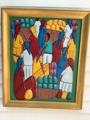 Large Haitian Oil/Canvas Board Signed Wilner Well Framed