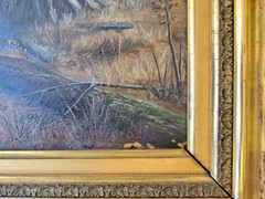 ANTIQUE PAINTING OLD SUGAR CAMP INDIANA EXHIBITED THE JOHN HERRON ART INSTITUTE