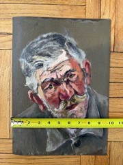 Vintage 1940 Portrait Oil on Paper Man in Shirt Attr Jean Schweckler 14x 10