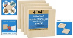 Unfinished Birch Wood Art Panels – 4 Pack 4×4“ for Creative Personalization