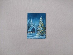 Snowy Winter oil painting. Christmas Masterpiece painting. Snowy Old Style Art
