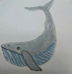WHIMSICAL 3 inch WHALE ORIGINAL FOLK ART PAINTING MINIATURE 3×3 COTTAGECORE GAT