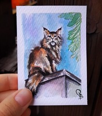 ACEO Custom painting from photo Pet portrait Watercolor Cat Dog Commission art