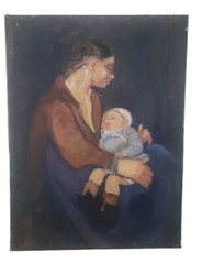 Vintage Oil Painting Mother And Child Impressionist By Patricia Morone