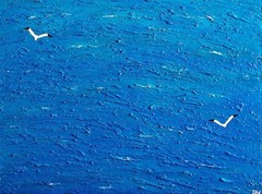Abstract painting textured Minimalist Seascape original „SOARING“,18x24x1″
