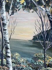 William H. Truitt Signed Coastal Dogwoods Painting – Maine – 15.5″ x 23.75″