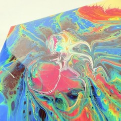 Original Abstract Fluid Art Acrylic Glossy Resin Tracy Eau Claire on Wood 6”