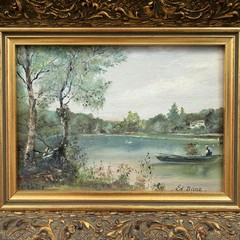 Traditional Landscape Oil Painting „Ornate Frame“ Expressive Small Art