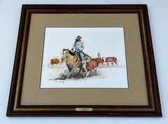 Curtis Wingate (b.1926- ) „Cutting Horse“ Original Watercolor Painting on Paper
