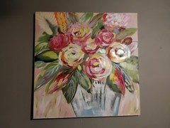 Contemporary Floral Still Life Roses Vase Painting Wall Art Unframed
