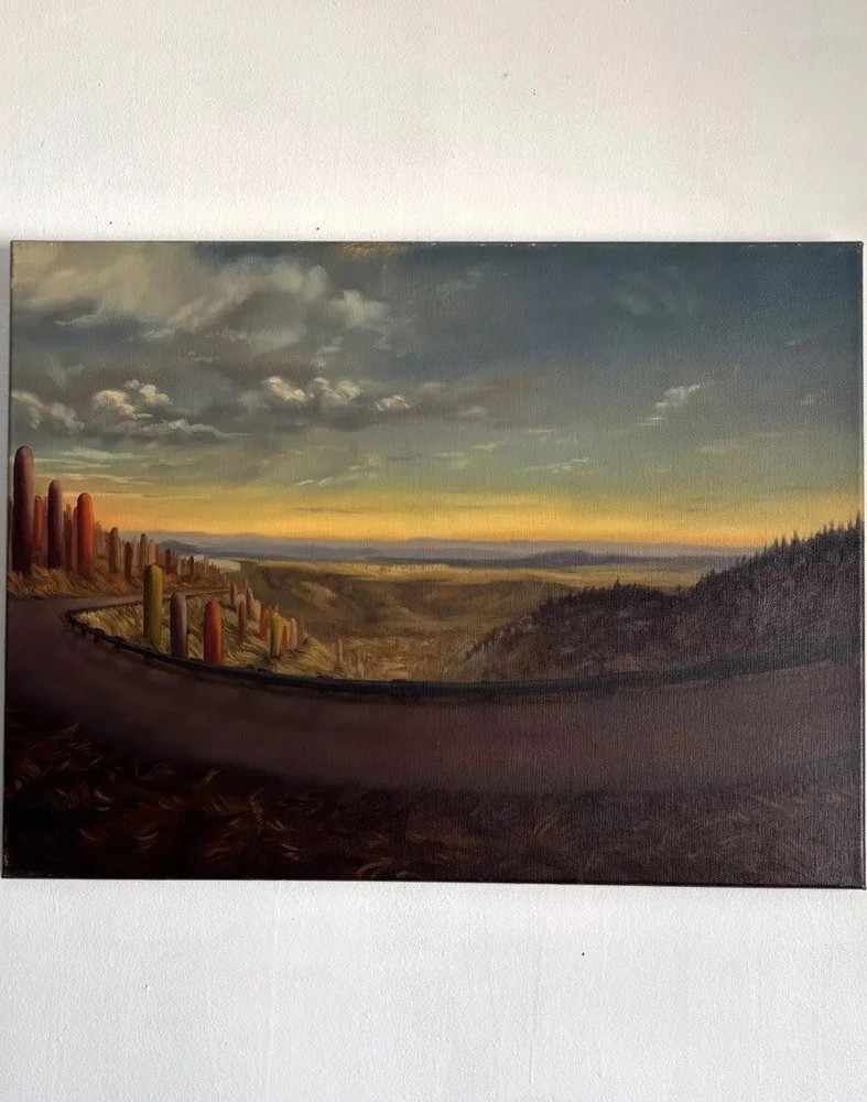 Original Oil Painting Sunset Art Sky Clouds Landscape Colorado Mountains Mikah