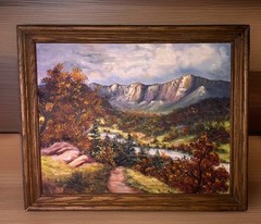Vintage Karen Anderson Landscape Painting, 23×19, Custom Framed