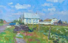Oil painting On summer day Ukrainian painter Canvas original landscape decor art