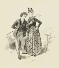 Couple looking into the distance, 1891 | pen and pen drawing by Josef B. ENGL