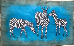 Batik Painting of safari zebra animals from Kenya – 18″ x 29″