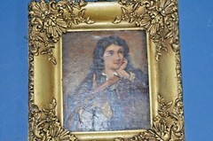 Antique 19th Century Gilt / Gesso Framed Miniature, Oil On Wood Panel, c1870