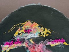 PAT PATRICIA LEA ABSTRACT PAINTING 3D COLLAGE MOUNTAIN LANDSCAPE KANSAS CITY MO