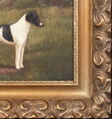 19th Century English Dog Portrait Black & White jack Russell Terrier CROWTHER