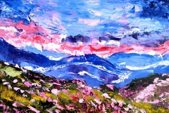 Appalachian Flowering Montains Original Oil impasto Painting Canvas Landscape