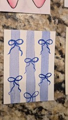 „Coquette Blue Bow Pattern“ cute ACEO art card original by Cassandra Lyon